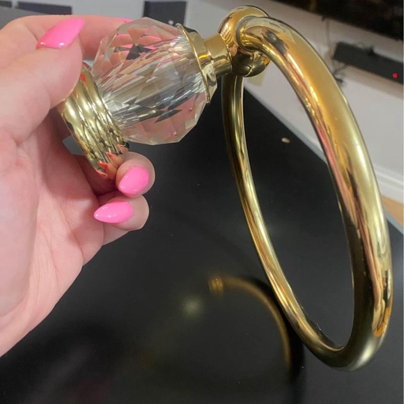 Gold crystal towel bar / face cloth holder - Picture 5 of 6